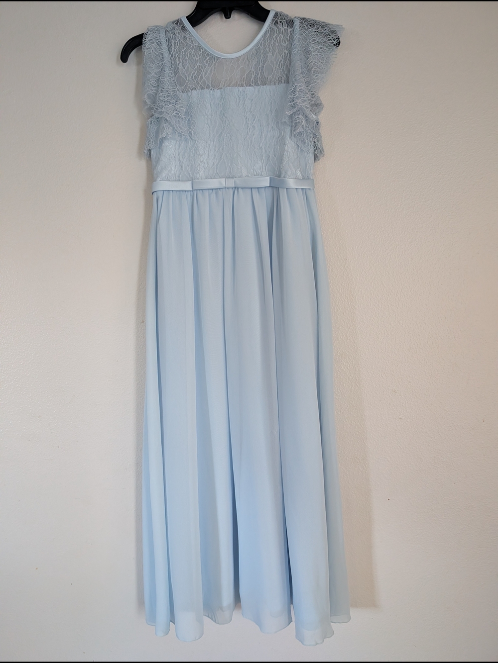 Light Blue Lace & Chiffon Maxi Dress
